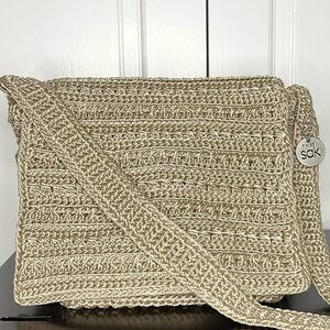 The Sak Beige Casual Crochet Crossbody Bag
